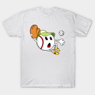 Baseball ball with Baseball glove & Cap T-Shirt